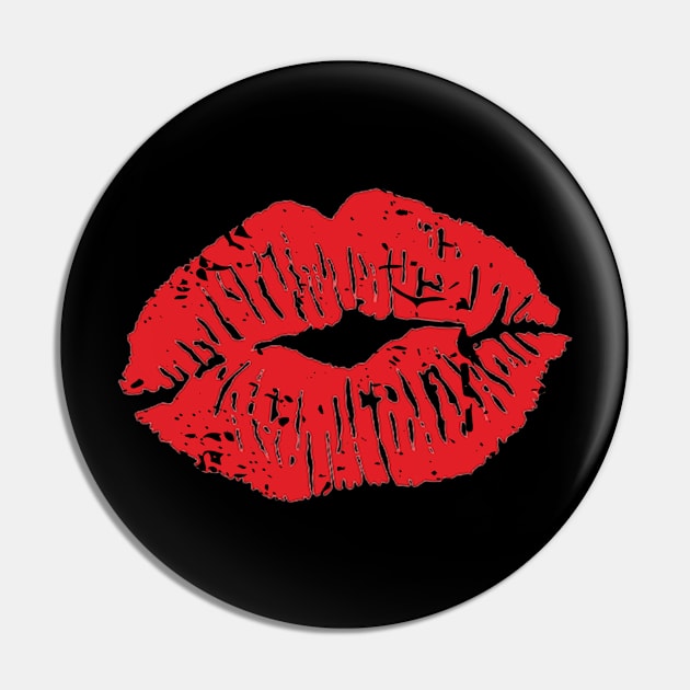 Kiss Red Lipstick Mouth Pin by FlashDesigns01