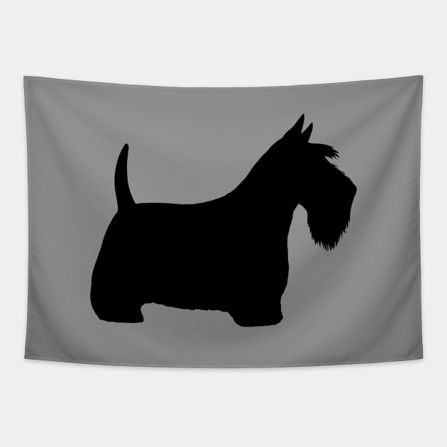 Scottish Terrier Dog Breed Silhouette | Black Scottie Dog Tapestry by Coffee Squirrel