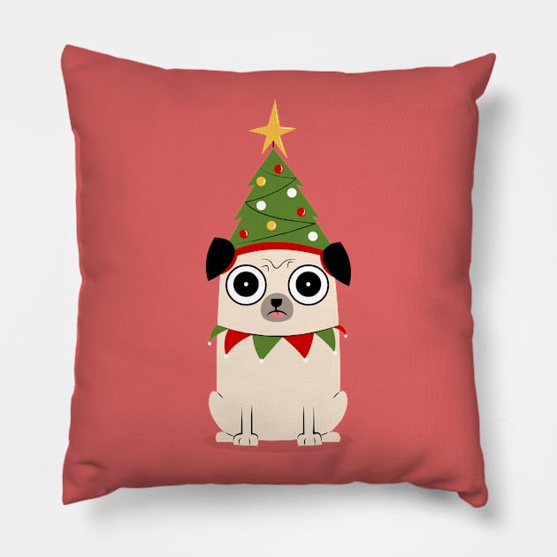 It's Christmas for Pug's sake Pillow by cartoonbeing