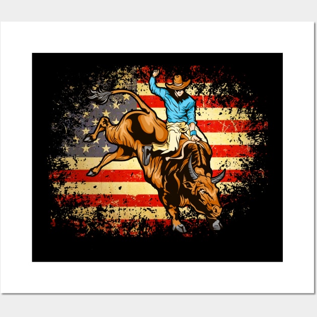 Bull Riding Baseball Jersey Rodeo Rider American Flag Independence Day Gift  Men