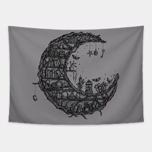 Crescent moon fantasy bookshelf Tapestry