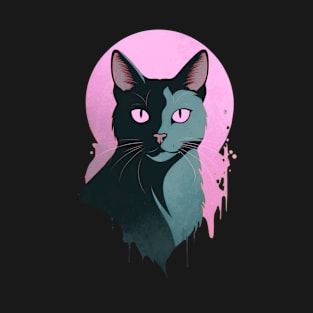 Black and Pink Cat T-Shirt