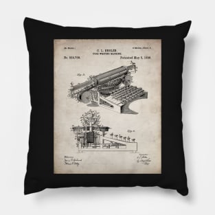 Typewriter Patent - Editor Writer Home Office Decor Art - Antique Pillow