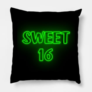 Sweet 16 Neon Green Pillow