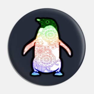 Penguin Rainbow Tattoo Pin