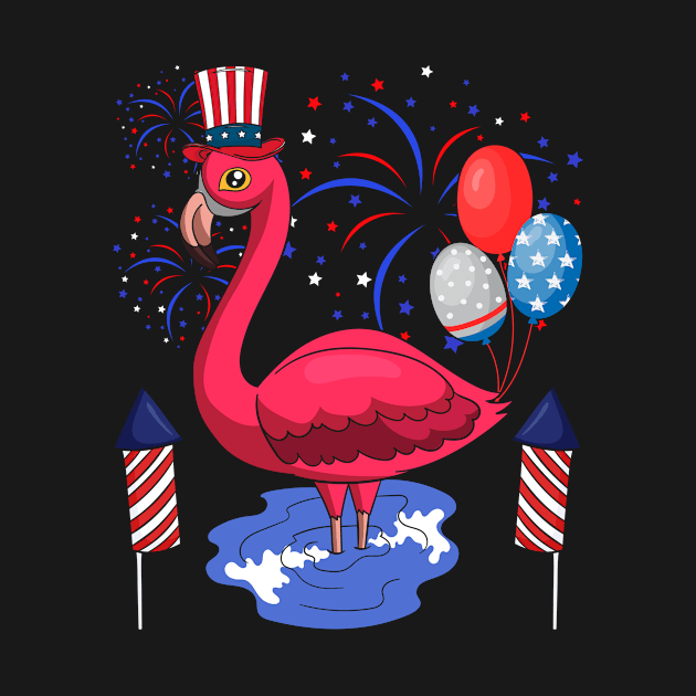 Pink Flamingo 4th Of July Animal American United States USA by shirtsyoulike