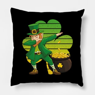 Dabbing Leprechaun St. Patricks Day Vintage Retro Clover Shamrock Pillow