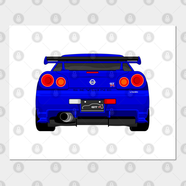 Gtr R34 Dark Blue Nissan Skyline Gtr R34 Posters And Art Prints Teepublic