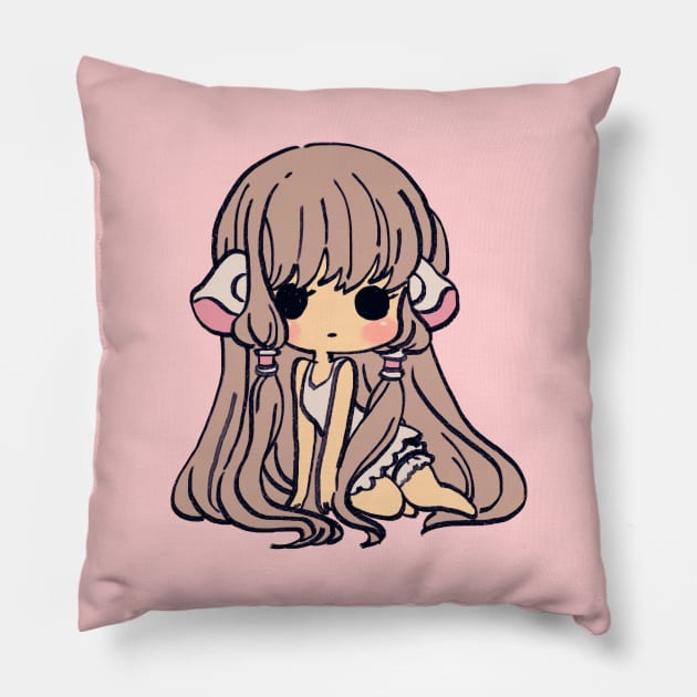 pink pastel chibi chii / chobits elda chi motosuwa Pillow by mudwizard