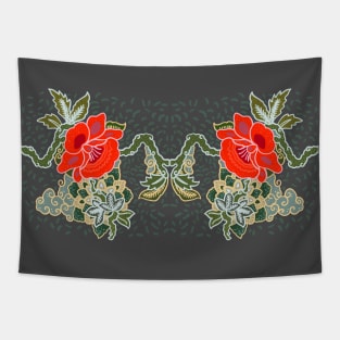 Flowers on the wall Tapestry