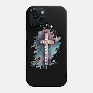 God's Messy Masterpiece Cross, Unisex Christian Cotton T-Shirt, Stylish Colorful Imagery, Trendy Spiritual Shirt, Christian Apparel, Comy, Soft Phone Case