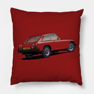 MGB GT classic British sports car in Burgundy red Pillow