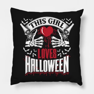 This Girl Loves Halloween Scary Design Pillow