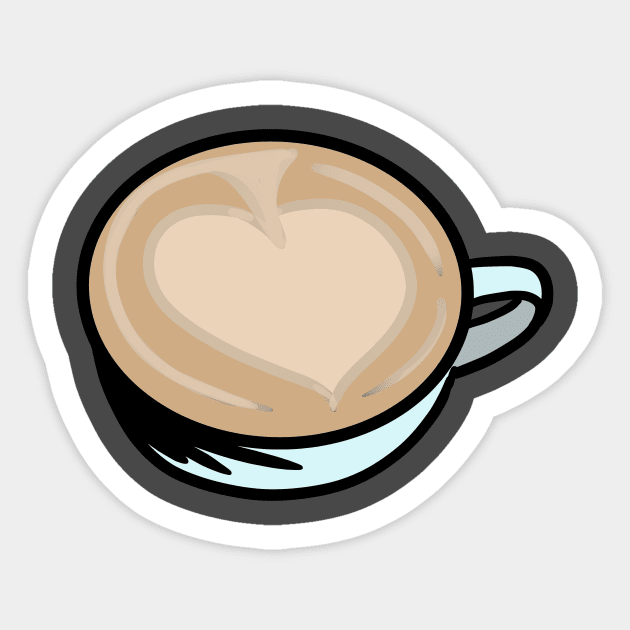 Sticker Latte Cup with Heart Design. 