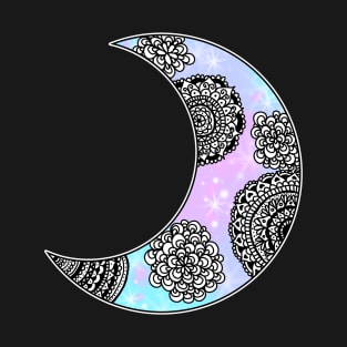 Crescent Moon Mandala Galaxy T-Shirt