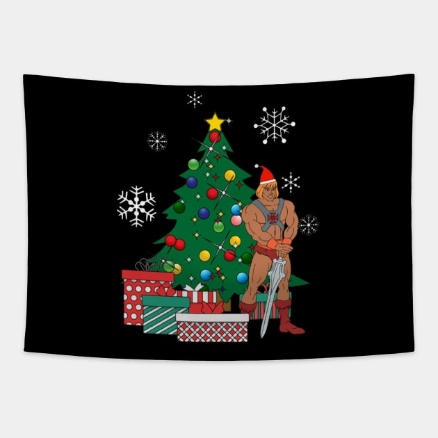 He Man Around The Christmas Tree Tapestry by squids_art