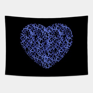 Colon Cancer Awareness Ribbon Heart Tapestry