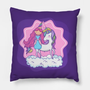 Little princess and unicorn Pillow