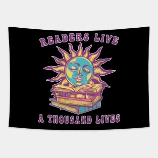 Readers Live a Thousand Lives Vintage Bookworm Book Lovers Tapestry
