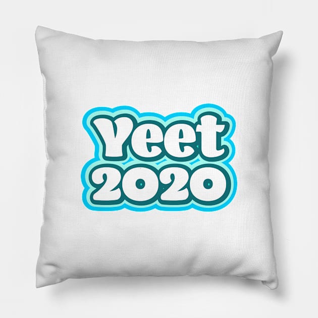 Yeet 2020 - Retro Blue Pillow by Jitterfly