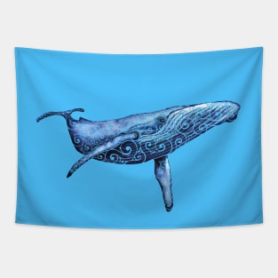 Swirly Blue Whale Tapestry