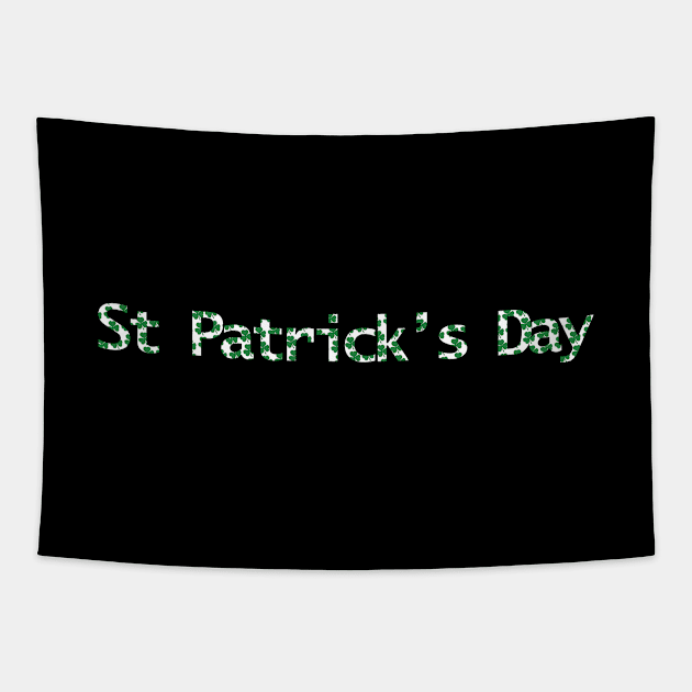 St Patricks Day Green Shamrocks Typography Tapestry by ellenhenryart