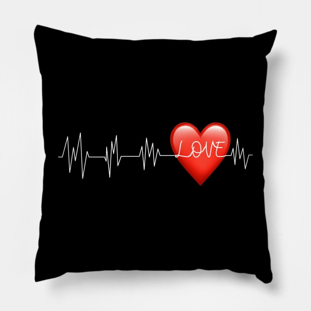 Love In A Heartbeat Pillow by Calmavibes