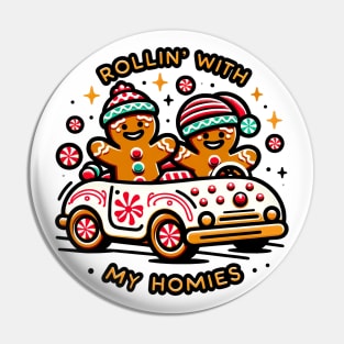 Rollin' With My Homies Vintage Gingerbread Men Pin