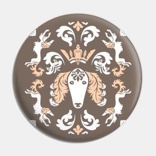 The Spirit of Saluki Damask (Taupe) Pin