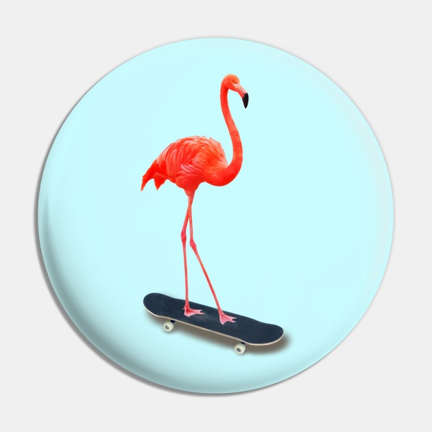 Skateboarding Flamingo Pin by DavidLoblaw