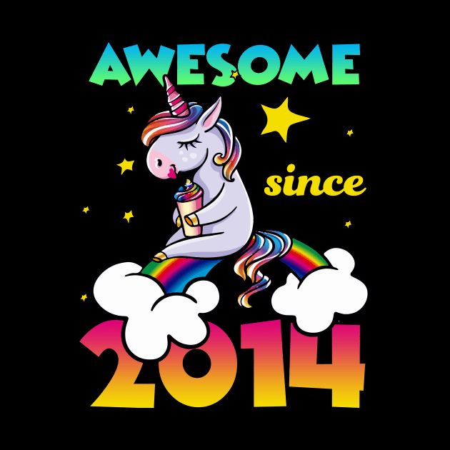 Cute Awesome Unicorn Since 2014 Rainbow Gift by saugiohoc994