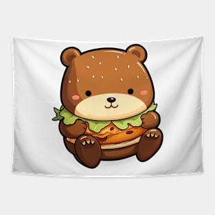 Cute Burger Bear Tapestry