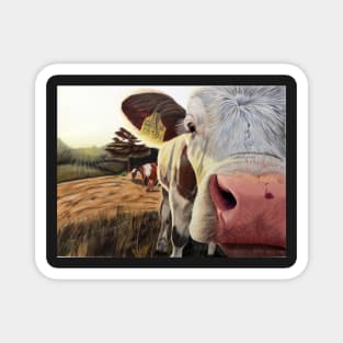 "Just Saying Hi" Cow Drawing Magnet