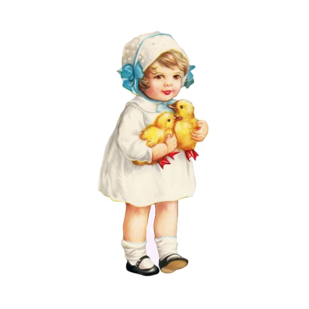 Vintage Easter Girl with Chicks by dcohea