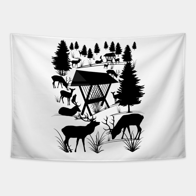 wild deer, roe deer, trees, antler, animal, forest Tapestry by rh_naturestyles