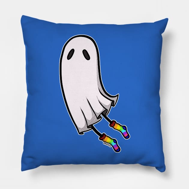 Rainbow Socks Ghost Pillow by Jan Grackle