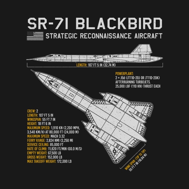 SR-71 Blackbird Blueprint US Aircraft Plane Airplane by BeesTeez