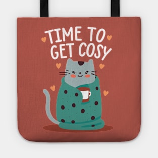 Time to get cosy - cute cat blanket coffee Tote