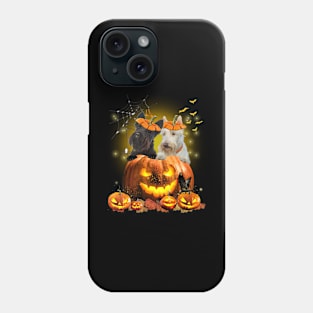 Scottish Terriers Spooky Halloween Pumpkin Dog Head Phone Case