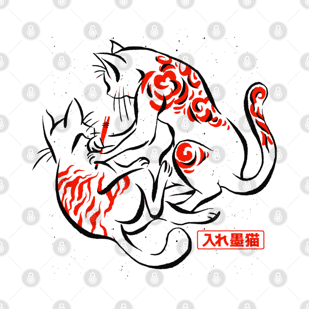 Japanese Tattoo Cats by Hmus