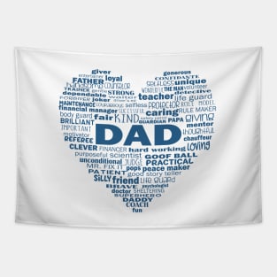 Dad Heart Word Cloud - Blue Tapestry