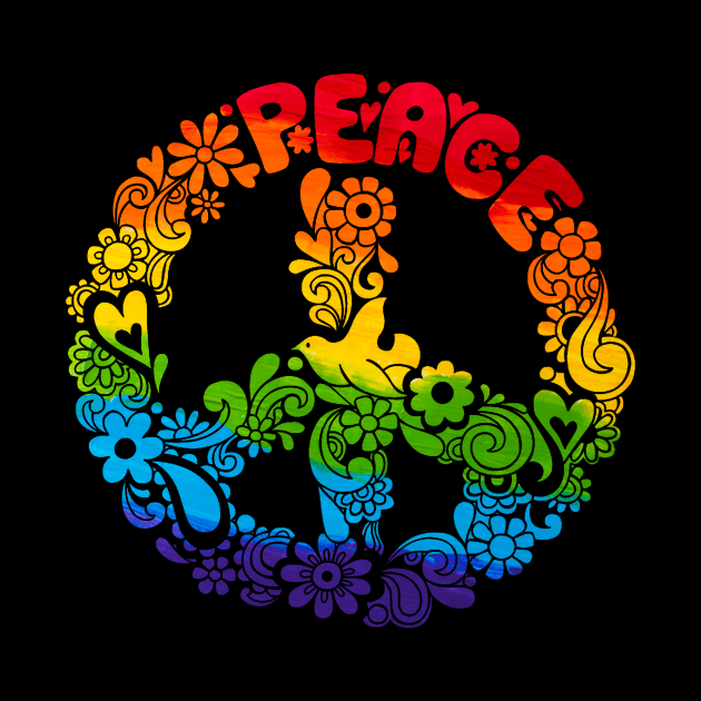 Hippie Peace Sign Lgbt Flag Rainbow TShirt Gay Lesbian Flags by Kaileymahoney