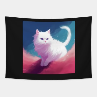 Mesmerizing Pearls: The Captivating White Fluffy Cats Tapestry
