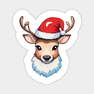 Reindeer with Christmas Hat Magnet