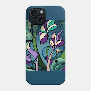 Beautiful flower image with purple and blue stained glass look. Phone Case