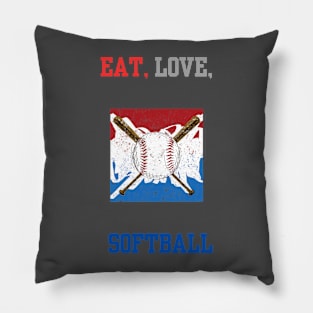 EAT, LOVE, SOFTBALL Pillow