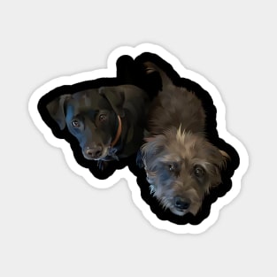 Double Black Dog's- vector art the dog Magnet