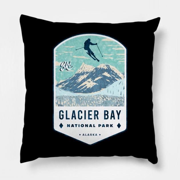 Ski Glacier Bay National Park Alaska Pillow by JordanHolmes