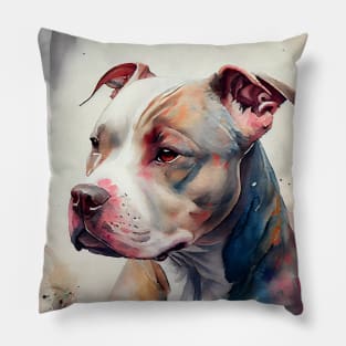 Watercolor Pit Bull Terrier Design Pillow