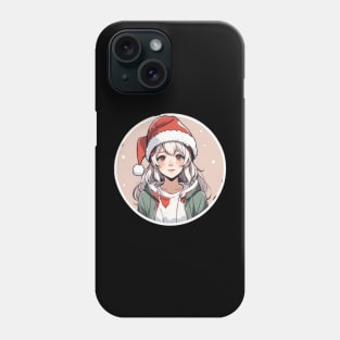 Cute white haired Anime girl in red hat Phone Case